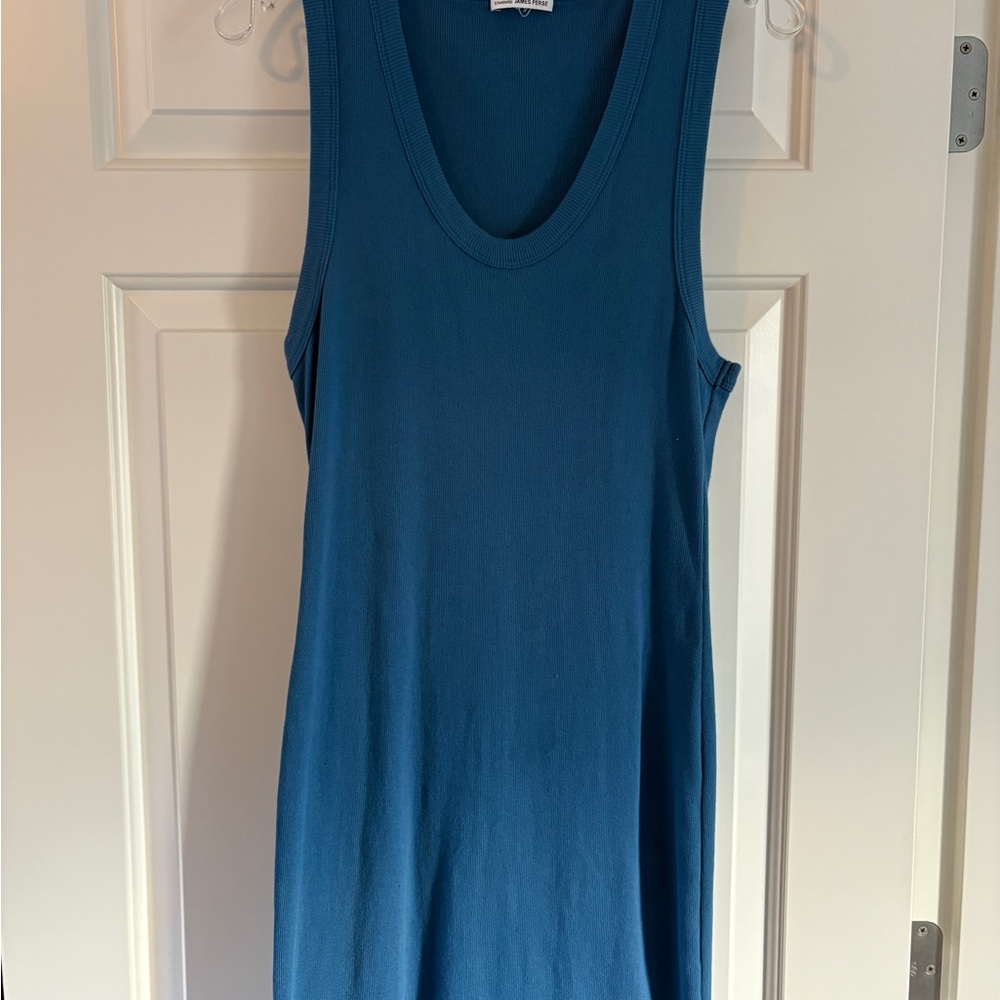 Cornflower blue 100% cotton James Perse tank dress. Never worn. Fits 8 or 10. - Picture 7 of 7